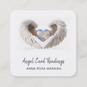 *~* Gnistra Opal Heart QR Angel Vingar AP78 WHITE Fyrkantigt Visitkort