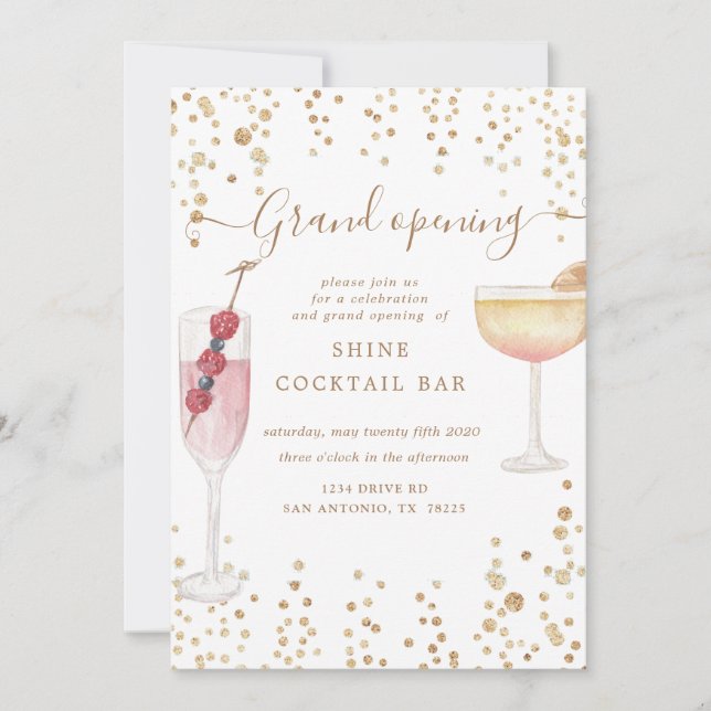 gnistra öppning av bubbelcocktails inbjudningar (Framsida)