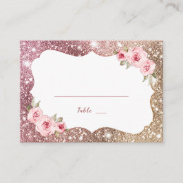 Gnistra ro guld glitter och Blommigt Bröllop Placeringskort