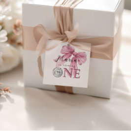 Gnistra Rosa Coquette Bow 1:a Gåvor Etiketter