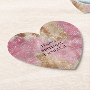 Gnistra Rosa Cream Guld Cowgirl Cowhide Birthday Underlägg Papper