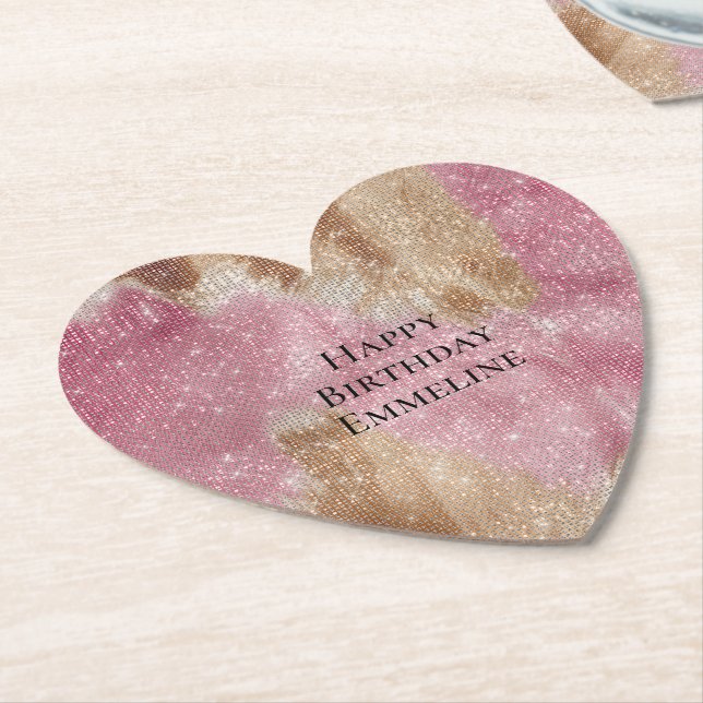 Gnistra Rosa Cream Guld Cowgirl Cowhide Birthday Underlägg Papper (Vinklad)