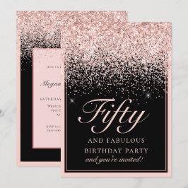 Gnistra Rosa Glitter 50 och Fabulous Birthday Inbjudningar