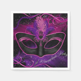 Gnistra Rosa & Lila Mask Masquerad Party Napkin Pappersservett