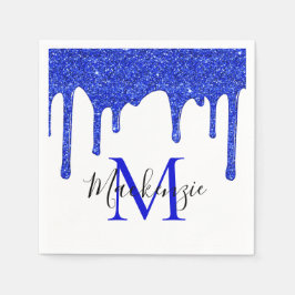 Gnistra Royal Blue Glitter Drives Monogram Pappersservett