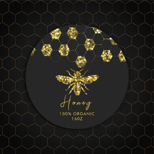 Gnistra Sequin guld honeybee Runt Klistermärke