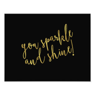 Gnistra Shine Quote Faux Gold Foil Glitter Fototryck