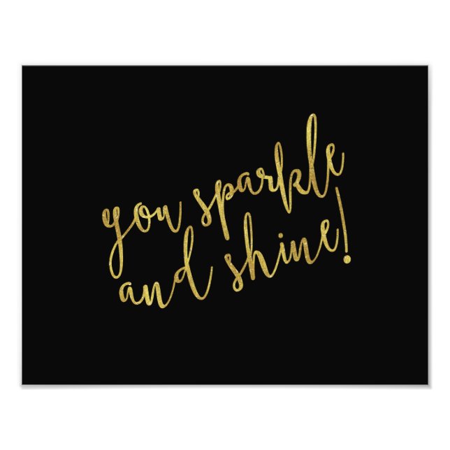 Gnistra Shine Quote Faux Gold Foil Glitter Fototryck (Framsidan)
