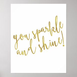 Gnistra Shine Quote Faux Gold Foil Glitter Poster