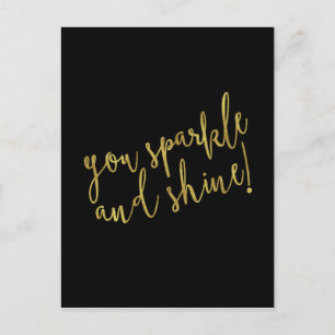 Gnistra Shine Quote Faux Gold Foil Glitter Vykort