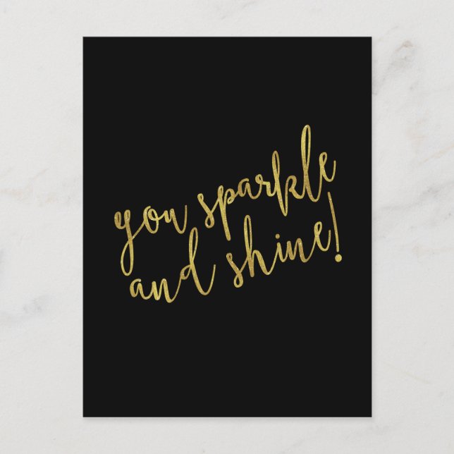 Gnistra Shine Quote Faux Gold Foil Glitter Vykort (Framsida)