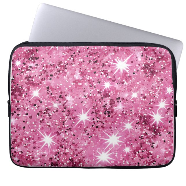 Gnistra Shock rosa Stars Glitter Laptop Fodral (Framsidan)