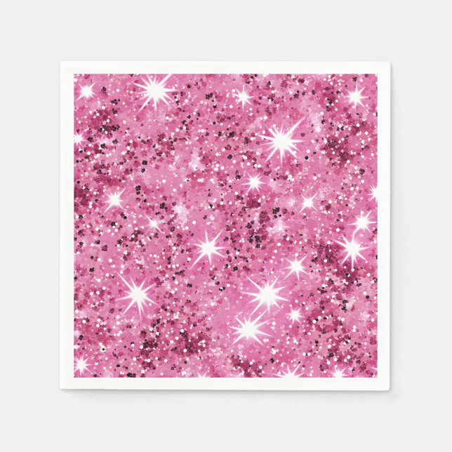 Gnistra Shock rosa Stars Glitter Pappersservett (Framsidan)