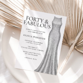Gnistra Silver Dress Womans 40:e födelsedag Party Inbjudningar