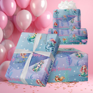 Gnistra Sjöjungfruars Birthday Gift Wrapping Pappe Presentpapper