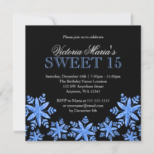 Gnistra Snöflingor Blue Sweet 15 Winter Wonderland Inbjudningar