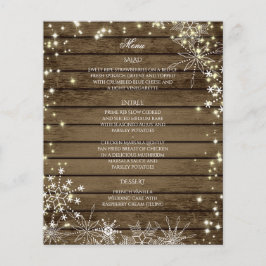 Gnistra Snöflingor och Barn Wood Bröllop Menu