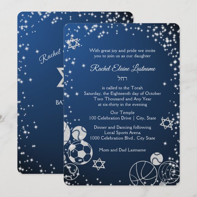 Gnistra Sports Bat mitzvah Inbjudningar (Fram/baksida)