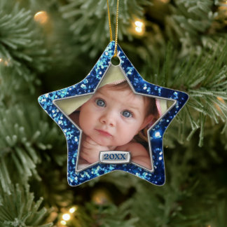 Gnistra Star Blue/Silver Photo Julgransprydnad Keramik