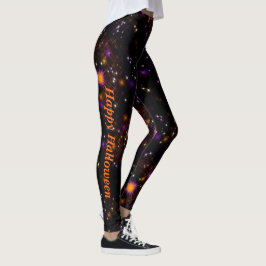 Gnistra Star Himlar Halloween Orange och Lila Leggings
