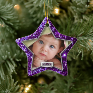 Gnistra Star Lila/Silver Photo Julgransprydnad Keramik