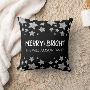 Gnistra Star Merry bright Jul silver svart Kudde