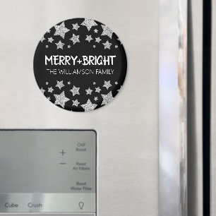 Gnistra Star Merry bright Jul silver svart Magnet