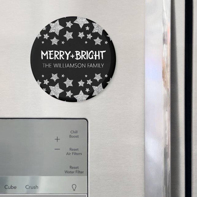 Gnistra Star Merry bright Jul silver svart Magnet (In Situ (Fridge))