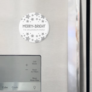 Gnistra Star Merry - god jul, vit silver Magnet