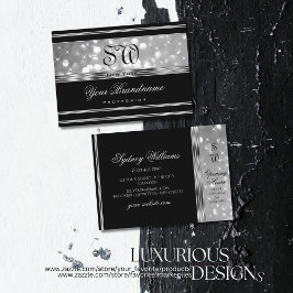 Gnistra Stars Monogram för Luxury Black Silver Gli Visitkort