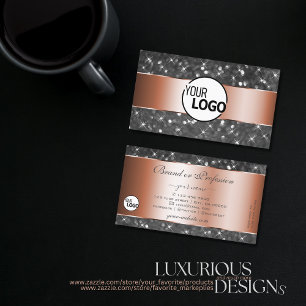Gnistra Stjärnor och Logotyp vid ro Silver Glitter Visitkort