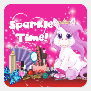Gnistra Time Pony Makeup Party Fyrkantigt Klistermärke