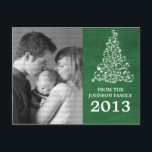 Gnistra Träd Chalkboard-fotovykort, Grönt Vykort<br><div class="desc">Trendig och snyggt Gnistra Träd Chalkboard Photo Postcard i grönt med en krita och en elegant Julgran. Det här vykortet för chic är perfekten för att skicka helgdag till vänner och familj. Anpassa med ditt eget familjefoto och personligen hälsning efter eget val. Klicka på Anpassa om du vill söka efter...</div>