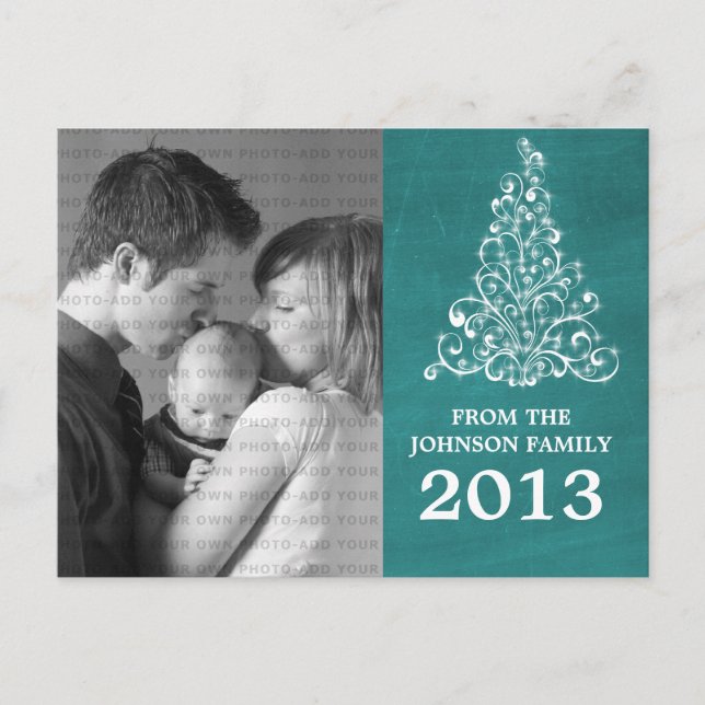 Gnistra Träd Chalkboard-fotovykort, Teal Vykort (Framsida)