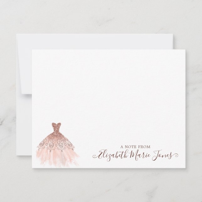 Gnistra-utpressningsskript för Girly Rosa ros Guld Anteckningskort (Framsida)