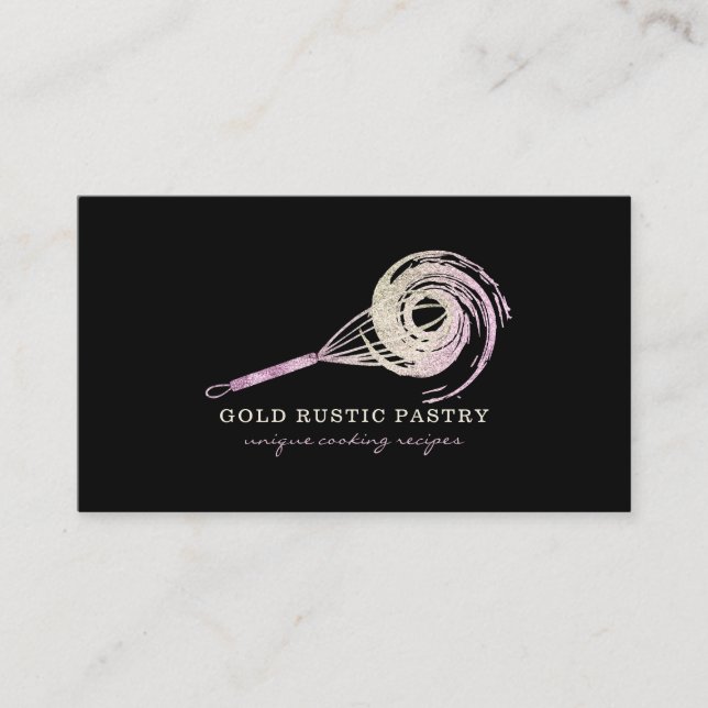 Gnistra Whisk Glitter Ro Guld Bakery Utensil Visitkort (Framsida)