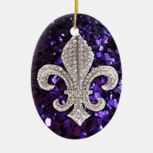 GnistrajuvelFleur De Lis Sequins lilor Julgransprydnad Keramik