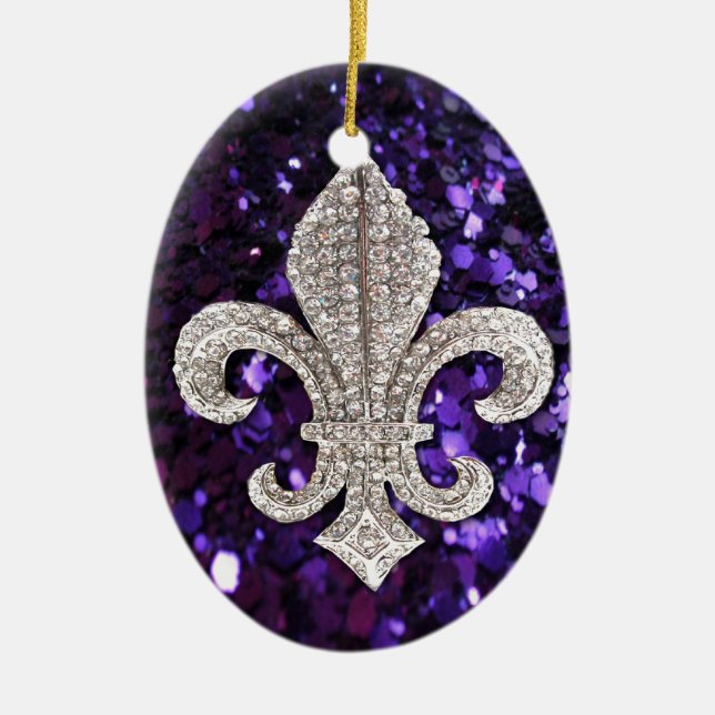 GnistrajuvelFleur De Lis Sequins lilor Julgransprydnad Keramik (Framsidan)