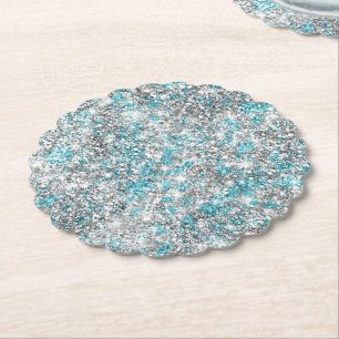 Gnistran Aqua Silver Unicorn Glitter Underlägg Papper