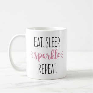 Gnistran Ät viloläge Upprepa Rosa och svart typo Kaffemugg