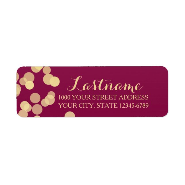 Gnistran Berry Vin och Guld Returadress Etikett (Framsidan)