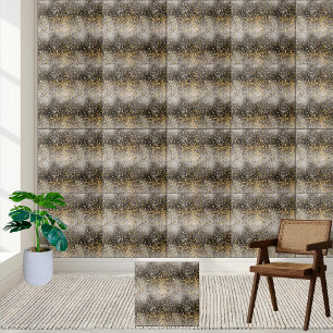 Gnistran Black och Guld Glitter Kakelplatta
