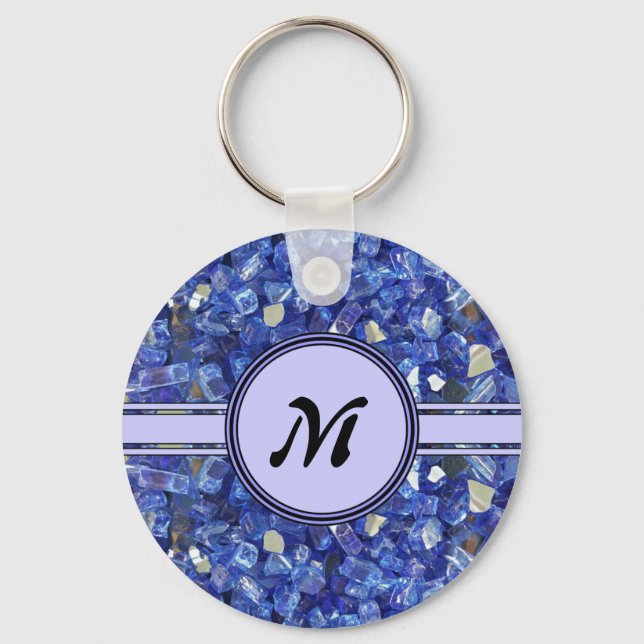 Gnistran Blue Glass Crystals Monogram Nyckelring (Framsida)