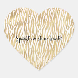 Gnistran Cream Zebra Glam Guld Confetti Hjärtformat Klistermärke