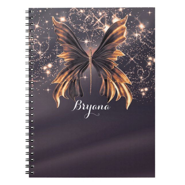 Gnistran Fantasy Butterfly Guld Anteckningsbok (Framsidan)