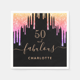 Gnistran för svart regnbåge i glitter pappersservett