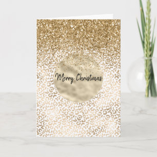 Gnistran Girly Glam Guld Leopard Skriv ut Glitter Kort