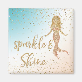 Gnistran Glitter Konfetti Sjöjungfru i Aqua Guld Magnet