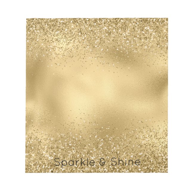 Gnistran Glitzy Guld Glam Glitter Anteckningsblock (Framsida)
