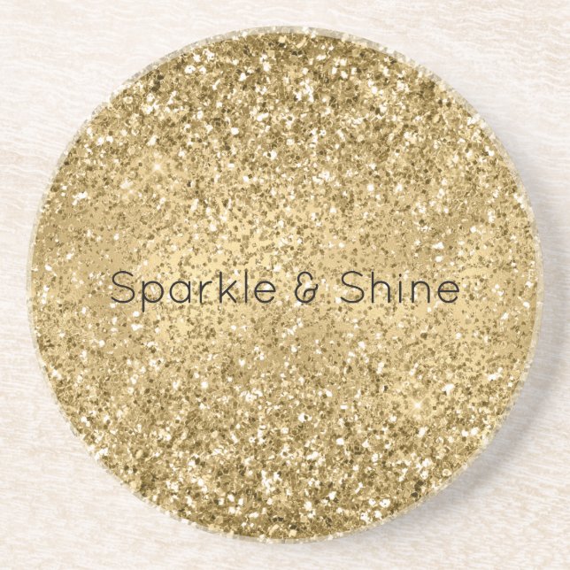 Gnistran Glitzy Guld Glam Glitter Underlägg (Framsidan)